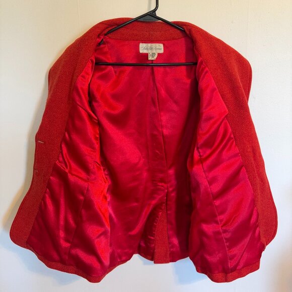 Vintage Red Wool Blazer Jacket - Saks Fifth Avenue (US 4/6) - Picture 6 of 7